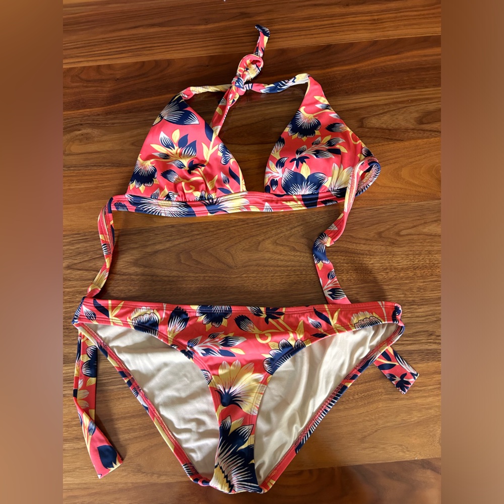 J. Crew Floral Bikini - Red and Blue